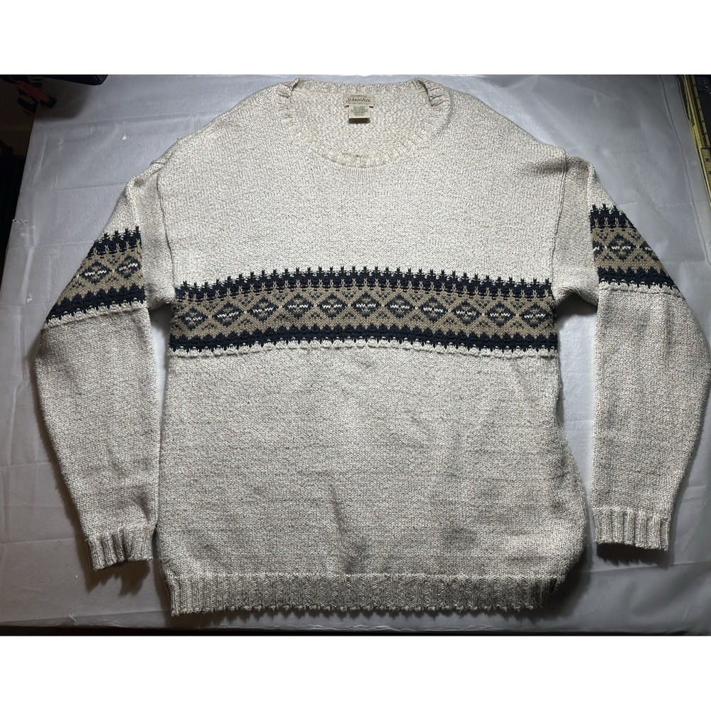 VTG St Johns Bay Sweater Mens XXL Tall USA Made Fair Isle Nordic Cotton Knit
